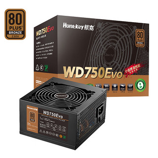 Huntkey 航嘉 WD750Evo铜牌650W电脑电源（80PLUS铜牌/单路62.5A/全电压/LLC+SR+DC-DC/智能温控）