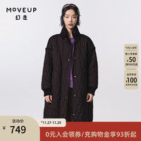 幻走（MOVEUP）.FUN系列罗纹绣花贴袋设计师长款棉外套女 夜黑 S