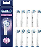 Oral-B 欧乐B Sensitive Clean电动牙刷头采用清洁和护理可温和去除牙菌斑，10 件装，适用于邮箱，白色