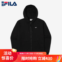 斐乐(FILA)【5折断码】男女连帽卫衣拉链开衫长袖运动休闲FS2FTE3101X BLK黑色 100(L)
