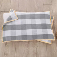 芸惜惠老粗布枕巾加厚加大单人枕巾透气四季吸汗枕头巾 大灰格子 一对装【实发2只枕巾】