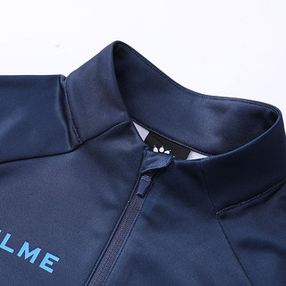 卡尔美（KELME）儿童套头衫足球训练服跑步运动卫衣半拉链上衣 深蓝 140