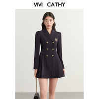 VIVICATHY大码秋冬女装气质通勤裙子学院风微胖mm西装连衣裙