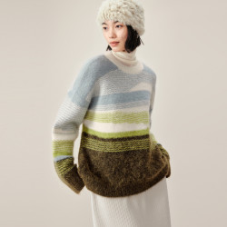 eifini伊芙丽设计感图案渐变马海毛毛衣上衣女