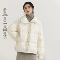 小香风短款羽绒服女冬季宽松百搭宽松翻领保暖白鸭绒外套