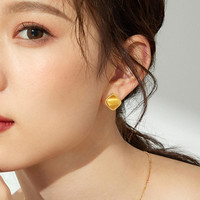 六福珠宝 丝绸金纽扣黄金耳钉耳环女款拉丝足金耳饰计价GJGTBE0016