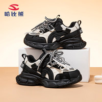 哈比熊（HOBIBEAR）女童运动鞋秋季男童时尚童鞋大童舒适休闲儿童鞋JD83G80黑白29码