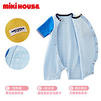 MIKI HOUSE MIKIHOUSE7分袖连体衣新生儿纯棉小汽车卡通刺绣日本制新品集货