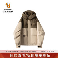William fox&sons 加厚宽松拼接风山系户外连帽机能风狐狸刺绣重磅羽绒服