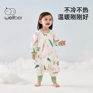 威尔贝鲁（WELLBER）婴儿分腿睡袋冬空气层夹棉分腿儿童防踢被子保暖睡衣 小兔子（18-22℃） M(身高80-90cm)