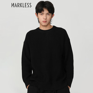 MARKLESS 毛衣男秋季韩版宽松针织衫男士圆领休闲男装毛线衣 MSB2711M 星空黑 175/92(L)