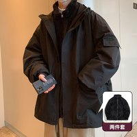 oyy 【三合一】可拆卸冲锋衣男秋冬加厚保暖户外棉服美式棉衣外套