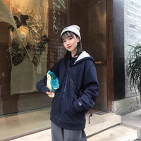 网球穿搭美国Champion卫衣男加绒帽衫拉链开衫外套女秋冬