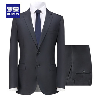 罗蒙【含羊毛】西服套装男商务职业工装礼服西装男 藏青 50B