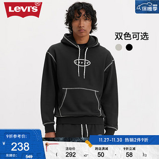 Levi's李维斯男士连帽加绒卫衣美式复古休闲潮流百搭保暖 黑色 XS