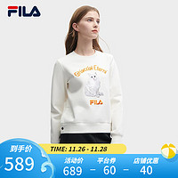 FILA【高圆圆同款】 斐乐女子针织套头衫2023冬休闲舒适卫衣 浅米白色-IV 160/80A/S