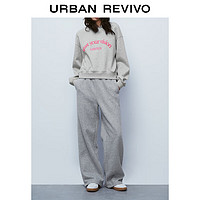 URBAN REVIVO UR冬女装时尚休闲运动风百搭抽绳高腰宽腿裤UWL630054 中灰 L