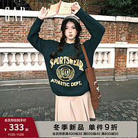 Gap男女装冬季2023LOGO针织衫842158廓形毛衣 深绿色 170/96A(M)亚洲尺码