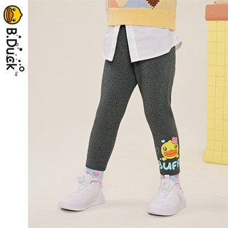 B.Duck【加绒】小黄鸭童装女童裤子冬款加厚打底裤儿童弹力运动裤 深花灰 105cm