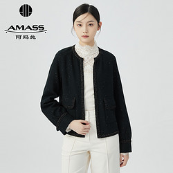 AMASS 阿玛施 秋冬新款百搭长袖圆领千金小香风花呢外套女士5400312