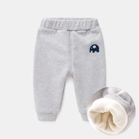 嘟嘟家宝宝裤子加厚冬装男新生儿童裤女童打底裤冬季儿童加绒裤婴儿棉裤 灰色 90cm