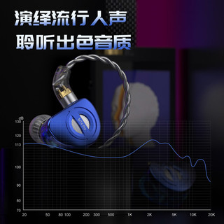 TRN MT4PRO 双动圈 HiFi Type-C 入耳式耳机 梦幻蓝