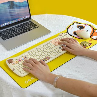 摩天手无线电脑台式鼠标键盘三件套装粉色可爱卡通女生高颜值办公
