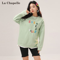 拉夏贝尔 La Chapelle卫衣女秋冬2023彩色字母印花宽松休闲圆领套头上衣女