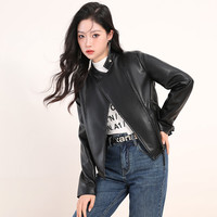 雪中飞 SNOWFLYING秋冬女士时尚机车服酷帅夹克鹅绒羽绒服外套