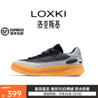 LOXKI 洛克斯基 Alpha小圆鞋Lite羽绒款休闲鞋子男冬潮流百搭板鞋男 黑灰生胶 42