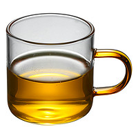 志庆 耐热玻璃彩色小茶杯带把杯透明主人杯茶碗直把家用耳把杯功夫茶具