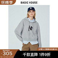 BASIC HOUSE/百家好美式连帽卫衣冬oversize套头上衣 灰色 S