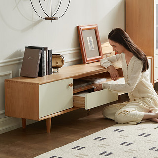 原始原素实木电视柜环保榉木储物柜现代简约小户型客厅地柜-2门2抽1.5米