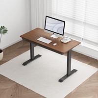 黑白调（Hbada）N301智能电动升降桌纯实木简约电脑桌学习书桌子高配胡桃木色1.2m