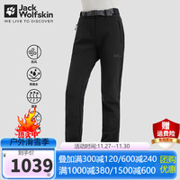 Jack Wolfskin狼爪软壳裤女秋冬户外运动防风防泼水加厚抓绒保暖长裤 6000/黑色 40 170/78A