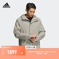 adidas阿迪达斯轻运动商务休闲系列男装冬加绒运动连帽夹克外套 卵石银灰 A/S