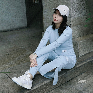 adidas阿迪达斯轻运动女装运动上衣圆领长袖T恤IJ8433 蓝色 A2XL