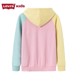 Levi's 李维斯童装女童加绒连帽卫衣保暖儿童拼色上衣 甜蜜粉 90/52