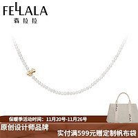 翡拉拉（fellala）原创设计缎带气质复古项链女小众设计感珍珠锁骨链结婚送闺蜜 项链