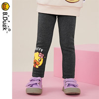 B.Duck【加绒】小黄鸭童装女童打底裤外穿冬季小女孩保暖裤子 深花灰 90cm