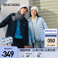 斯凯奇（Skechers）冬季黑色保暖三防羽绒服女梭织运动户外耐脏短款羽绒外套 月白蓝/02P8 XXL