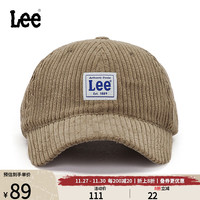 李 Lee韩国设计灯芯绒LOGO男女同款时尚潮流休闲棒球帽LUA00648多色 驼色 F