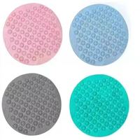 北极象 圆形淋浴房防滑垫浴室防滑垫洗澡地垫家用卫生间厕所吸盘按摩脚垫 樱花粉+地垫1个/30*30偏小