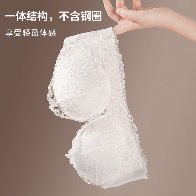 九寸阳光 无肩带内衣女蕾丝隐形抹胸婚礼上托无钢圈无痕性感小胸显大文胸 白色 36/80AB