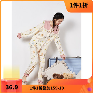 唐狮 TONLION史努比纯棉长袖睡衣女春秋两爱全棉薄款睡裙外穿家居服夏