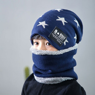 儿童冬款加厚保暖韩版针织帽儿童帽子围脖套装 Q深灰