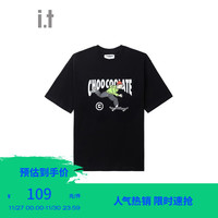 :CHOCOOLATE it 款宽松短袖T恤季街潮趣味半袖 BKX/黑色 L