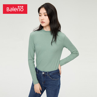 Baleno 班尼路 秋季莫代尔棉半高领休闲长袖t恤女纯色弹力上衣打底衫