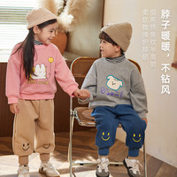 棉花堂棉花堂童装儿童针织半高领卫衣宝宝保暖厚款休闲上衣 麻灰 90cm
