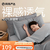 YANXUAN 网易严选 有氧纯棉四件套A类枕套床上 蓝酶芝士(蓝灰)100%全棉 1.8m床